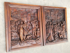 2 ancien bas relief bois