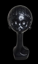 Tete a Chapeau TWIGGY, Annees 70 Vintage Noir . Vintage Design . H40cm