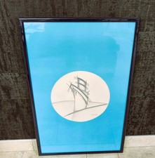 🚢 Lithographie signée CLARTÉ – Paquebot art moderne encadrée 65x42 cm 🎨
