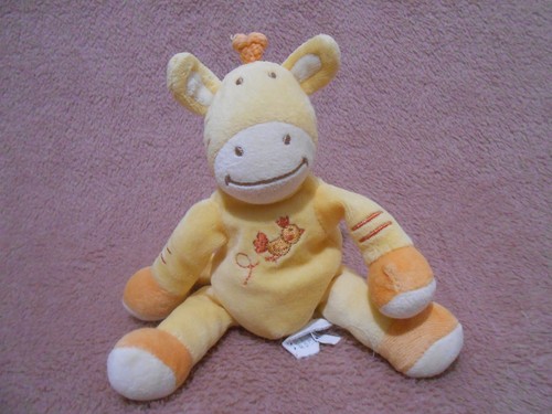 Doudou peluche girafe jaune