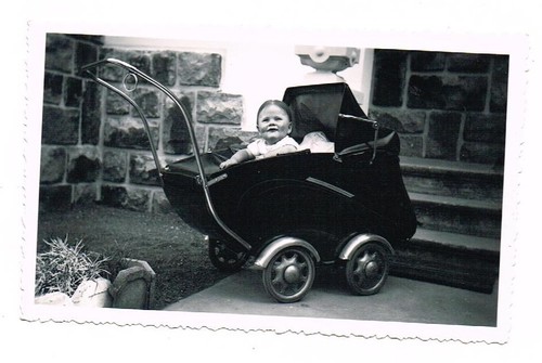 Old photo child stroller - photo,