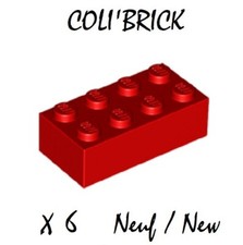 Lego 3001 - 6x Briques / Brick 2x4 - Rouge / Red - New Neuf