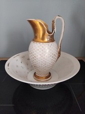 White & Gold Paris Porcelain Basin (Wer Basin) Basin Set Empire Era