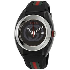 Gucci Men's Sync XXL Black Logo Dial Rubber Strap Watch - YA137101