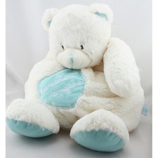 Doudou ours blanc bleu Ma