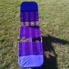 Vintage Folding Metal Chaise Lounge Lawn Beach Chair Vinyl PVC Tubing Purple