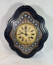 GAUTIER Antique Mother of Pearl Inlay Wall Clock Ox Eye Pendulum