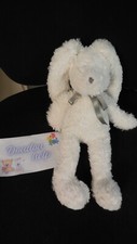 doudou peluche lapin blanc noeud + nez gris DIMPEL 31cm