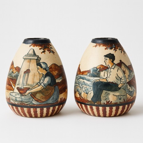Paire vases grès - en, de