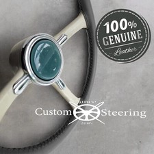 Pour Nissan Figaro 1989-1991 Véritable Gris Foncé Luxe Housse Volant Cuir