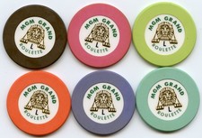 MGM Grand Set of 6 Roulette Chips Table L Las Vegas 1993