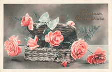 CP BIRTHDAY BOX WICKER ROSES FLOWERS - 9122