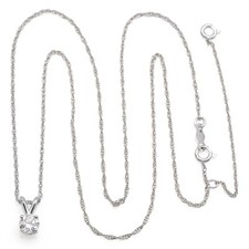 Vintage ELKA 14k White Gold 0.46ct Diamond Pendant Necklace