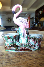 set condiments sel poivre moutarde vintage flamant rose céramique