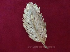 Broche "Feuille comme une Plume" dorée Arbre Forêt - Bijoux pur Vintage