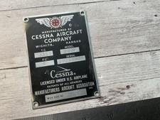 ORIGINAL VINTAGE CESSNA 182 SKYLANE AIRCRAFT DATA NAME PLATE