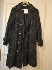 🖤 Manteau long noir effet