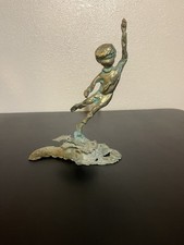 Malcolm Moran Solid Bronze Sculpture Boy with Kite 1970’s Mid Century Modern