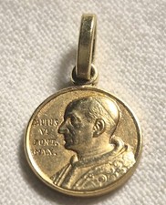 Antique Vatican Medal - Pope Pius XII - 18K Gold Hallmarked Pendant