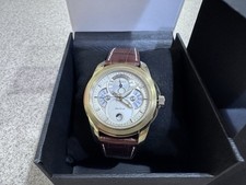 Citizen Calendrier Moon Phase Gold Dial Leather Band Men's Watch BU0082-06P