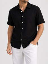 Chemise Homme Lin Noir 80% Lin