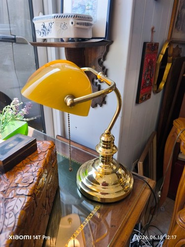 Lampe notaire opaline jaune - lampe, de