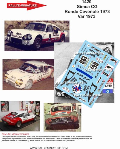 Decals ref 1420 simca cg - 1420,