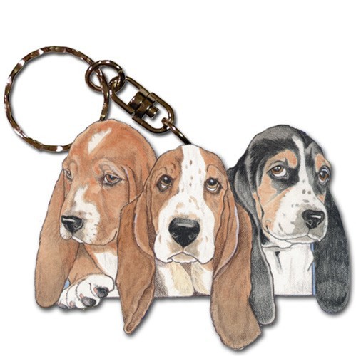 Porte clés bois - bois, basset
