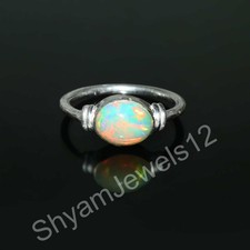 Bague En Opale Du Feu Éthiopien En Argent Sterling Bijoux Faits Main