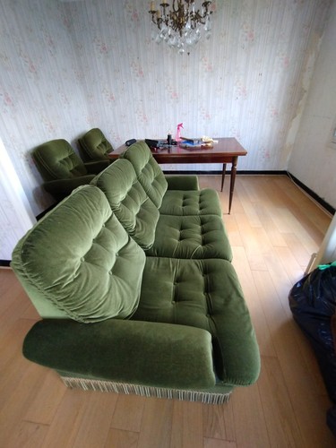 Meubles salon velours vert - meubles,