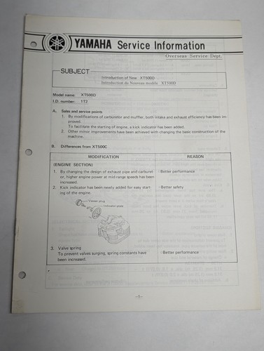 Oem yamaha xt500d - oem,