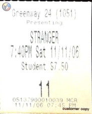 Stranger Movie Ticket Stub 11/11/2006 Opening Weekend Regal Cinemas Horror Film