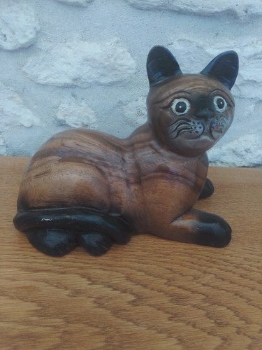 Statuette chat en bois - chat, xl