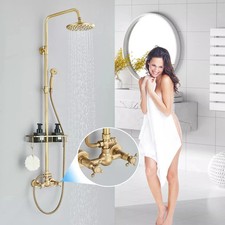 Colonne de Douche Rond en Laiton avec Douchette Double Cross et Support Pivotant