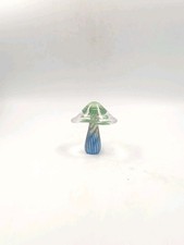Figurine Figurine Mushroom Press Paper Blown Glass Blue Green 20th Century
