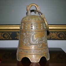 Cloche bronze dragon impérial chinoise / Chinese bronze dragon ritual bell 30cm