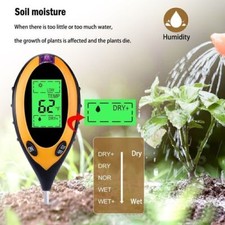Testeur de pH numérique du sol LCD 4 en 1, température, lumière soleil, fertilit