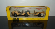 SOLIDO N° 213 JEEP MERCEDES AVEC REMORQUE CAMOUFLAGE TRES  BON ETAT EN BOITE