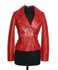Ivy Rouge Pour Dames Neuf Style Biker Mode Vrai Souple Agneau Ajusté Veste Cuir