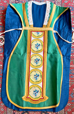 RELIGION: ANCIENNE CHASUBLE - VERT ET BLEU !!! . SUPERBE.