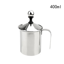 Mousseur à lait manuel inox double filtre 400/800ML pour café cappuccino