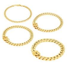 14K Yellow Gold 3mm-12.5mm Miami Cuban Link Chain Bracelet Mens Women 7" 8" 9"