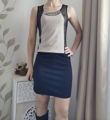 Robe couleur noir beige - noir,