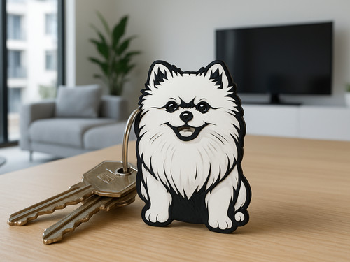 Porte clé chien spitz - clé,