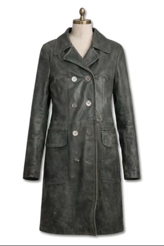 Vintage long coat cuir - , leather