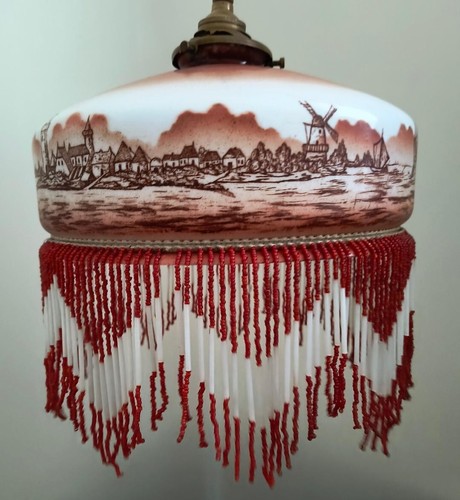Suspension ancienne opaline - suspension,