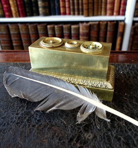 Encrier empire bronze doré - encrier,
