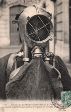 Old postcard 75 services des SAPEURS-POMPIERS - respirator