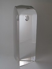 VAL ST. LAMBERT YAN ZORITCHAK MODERN OWL SCHOLAR CRYSTAL SCULPTURE OBELISK  8"