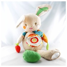 Grand Doudou lapin beige vert orange bleu AUCHAN  - 13602